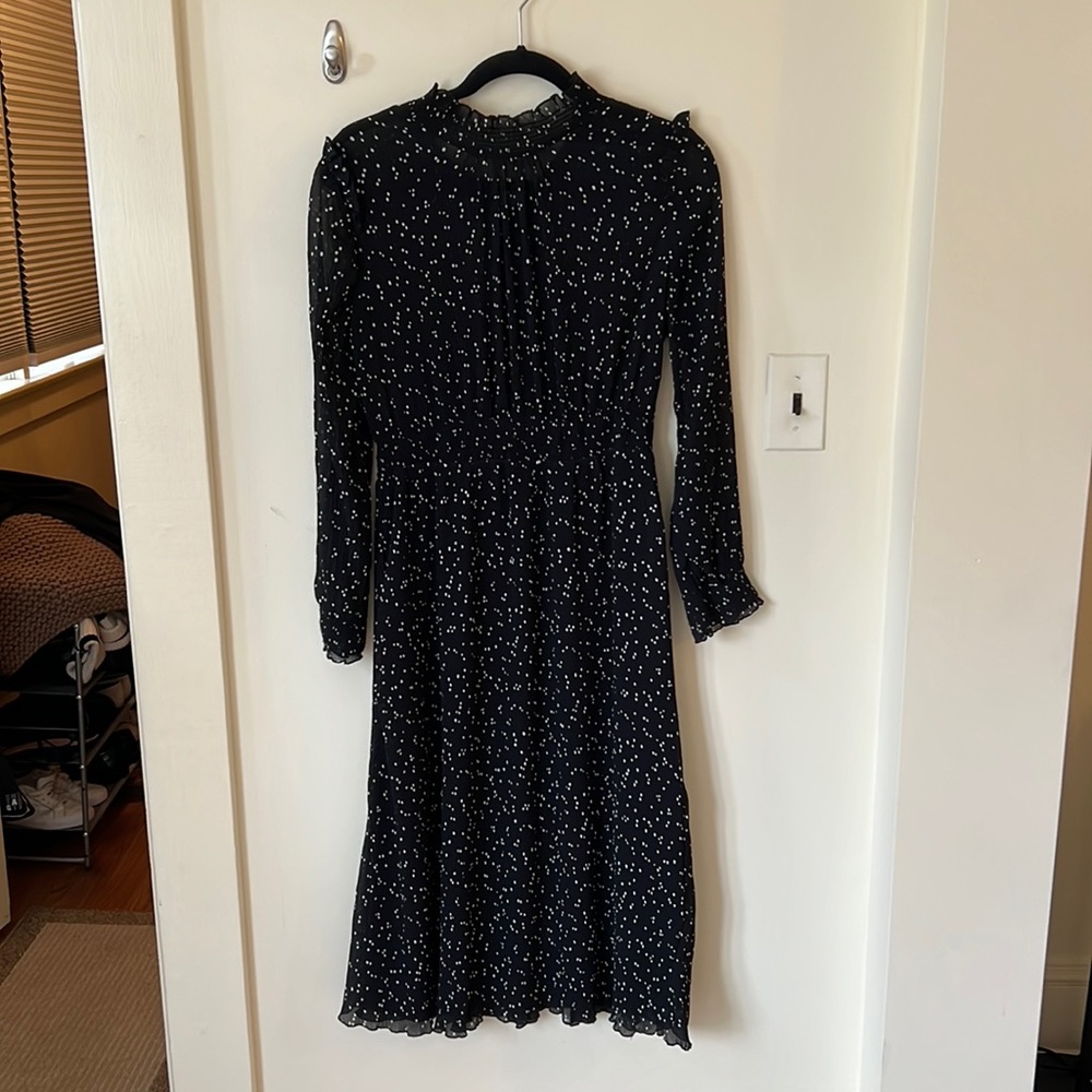 Zara| high neck polka dot black dress small